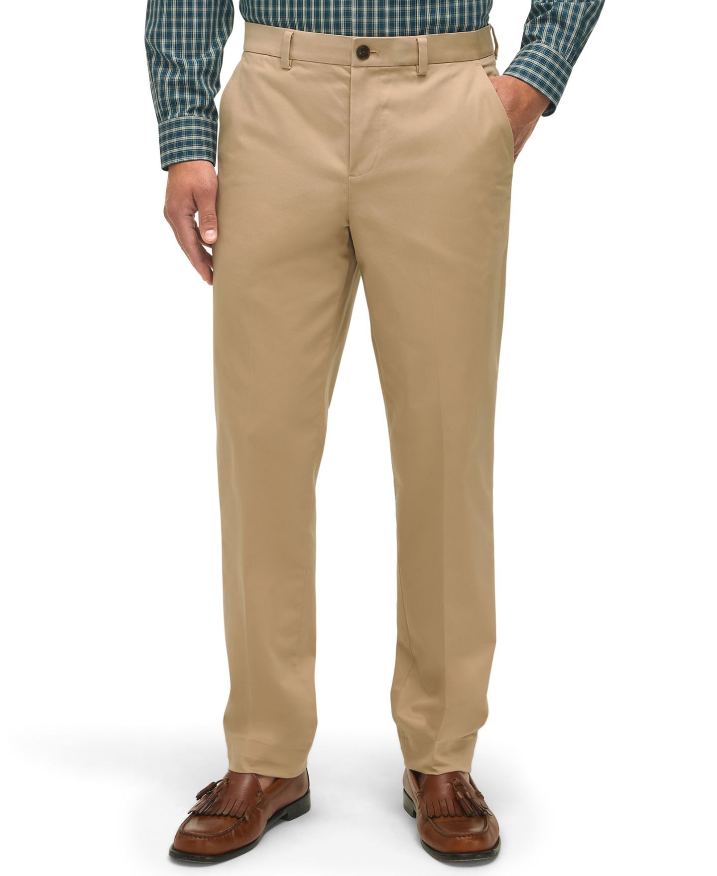 Мужские брюки Brooks Brothers Classic-Fit Cotton Stretch Chino, цвет: Хаки — фото 1