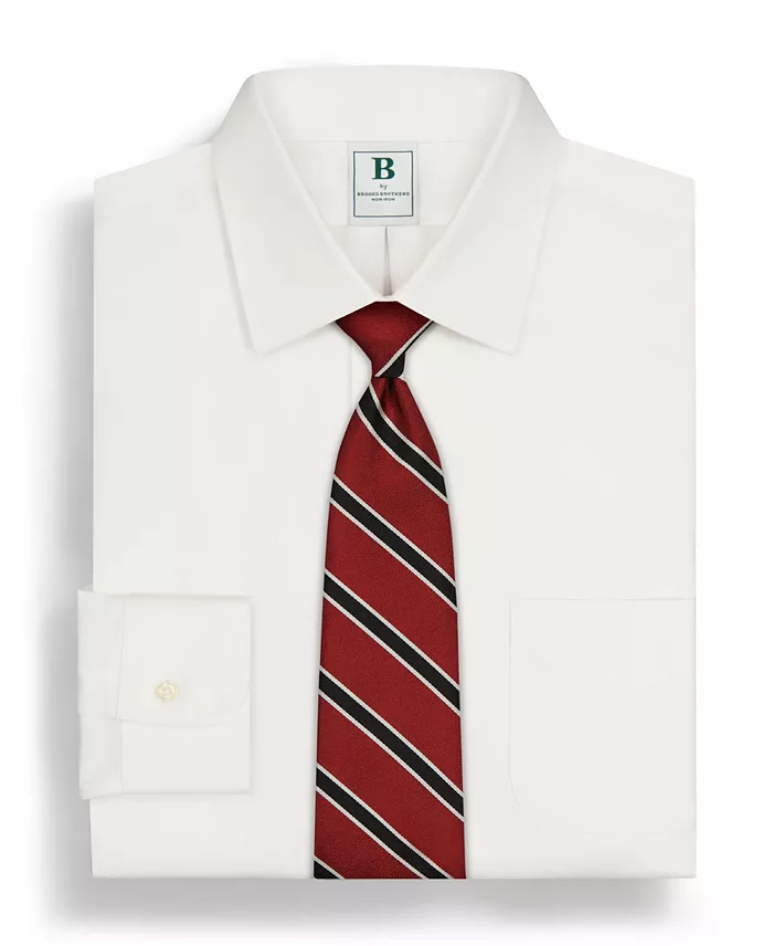 Men's Regular Fit Non-Iron Spread Collar Solid Pinpoint Dress Shirt - thumbnail 9