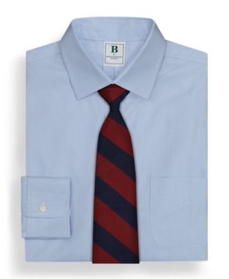 Men's Regular Fit Non-Iron Spread Collar Micro-Houndstooth Pinpoint Dress Shirt