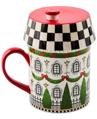Holly Village Ceramic Lidded Mug