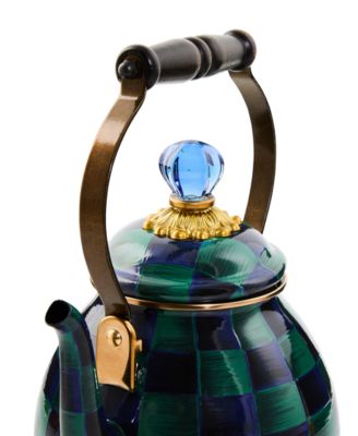Juniper Check Enameled 2-Quart Tea Kettle