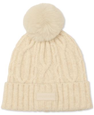 Hunter - Faux-Fur-Pom Cable-Knit Beanie
