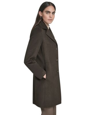 Womens Single-Breasted Wool Blend Coat