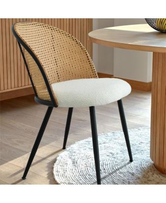 5-Piece Black Dining Set with 43 Inch Round Table & Faux Rattan Chairs, Modern Kitchen & Small Dining Room Furniture for Apartments