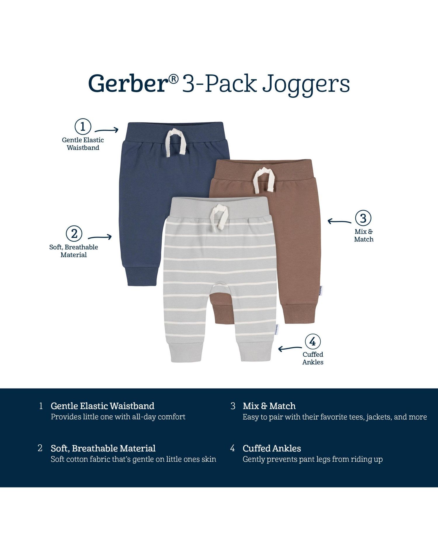 Baby Boys 3-Pack 0M-18M Leafless Tree Jogger Pants
