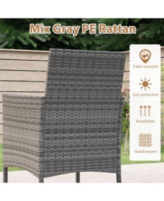 5 PCS PE Wicker Patio Dining Set w/ Cushions & 1.97'' Umbrella Hole Outdoor