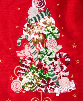 Petite Candy Tree Crewneck Sweater, Macy's Exclusive