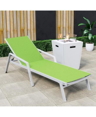 White Aluminum Outdoor Patio Chaise Lounge Chair With Arms