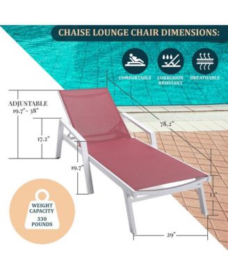 White Aluminum Outdoor Patio Chaise Lounge Chair With Arms
