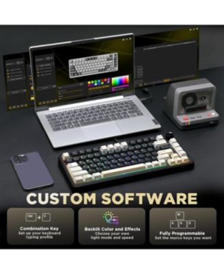 B75 Mechanical Keyboard,75% Layout with Knob,Hot Swappable RGB Backlit Gasket Mounted,Creamy Typing,Double-Shot PBT Keycaps,Cherry Profile,for Win/Mac