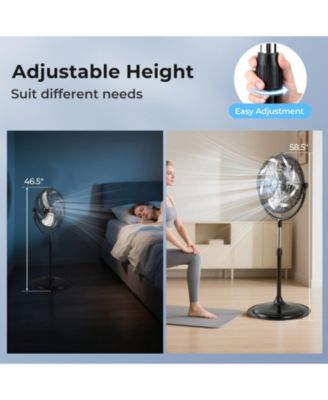 18 Inches High Velocity Pedestal Fan with 3 Speeds and Adjustable Height