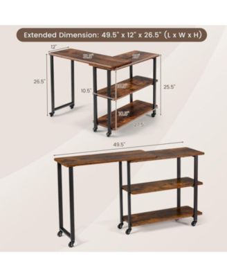 Patented 360 Free Rotating Sofa Side Table with Storage Shelves and Casters