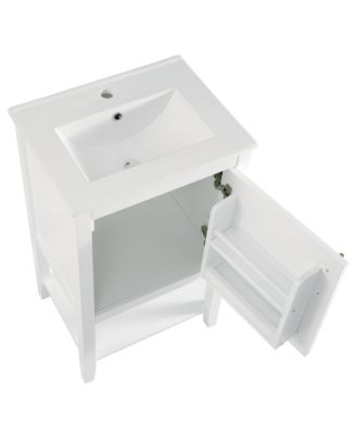 20" Vanity Cabinet with Sink, Soft-Close Door, Open Shelf and Storage Rack for Bathroom Use