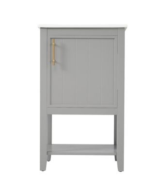 20" Vanity Cabinet with Sink, Soft-Close Door, Open Shelf and Storage Rack for Bathroom Use