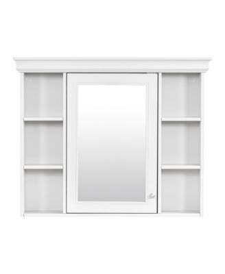 35&amp;quot; x 28&amp;quot; Wall Mounted Medicine Cabinet with Mirror Door and 6 Open Shelves, Modern Bathroom Cabinet