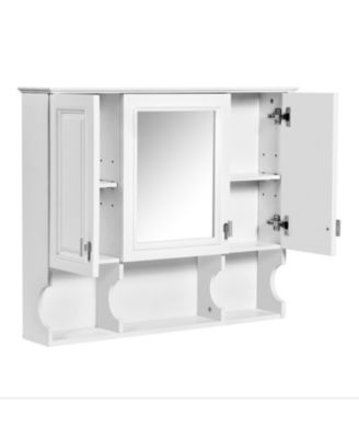 35'' x 28'' Wall Mounted Bathroom Medicine Cabinet with Mirror & Open Shelves