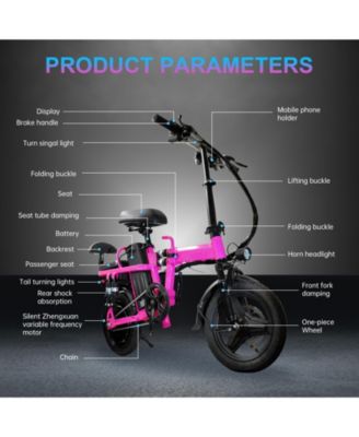 Foldable 500W Electric Bike, LED Display, Shock Absorption, Anti-Theft Alarm