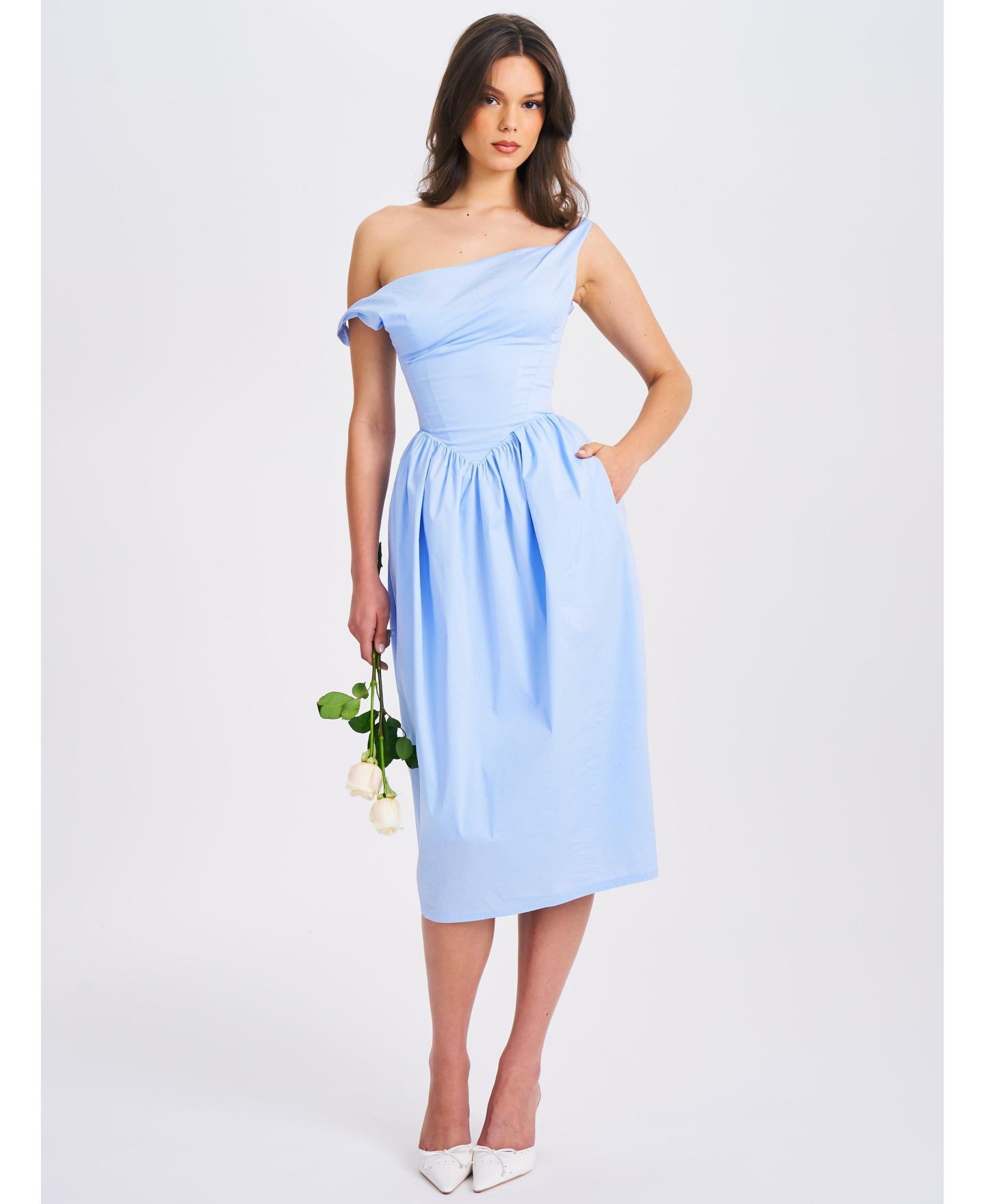 Женское платье Miss Circle Women Reina Blue Drop Waist Corset Midi, цвет: Синий — фото 1