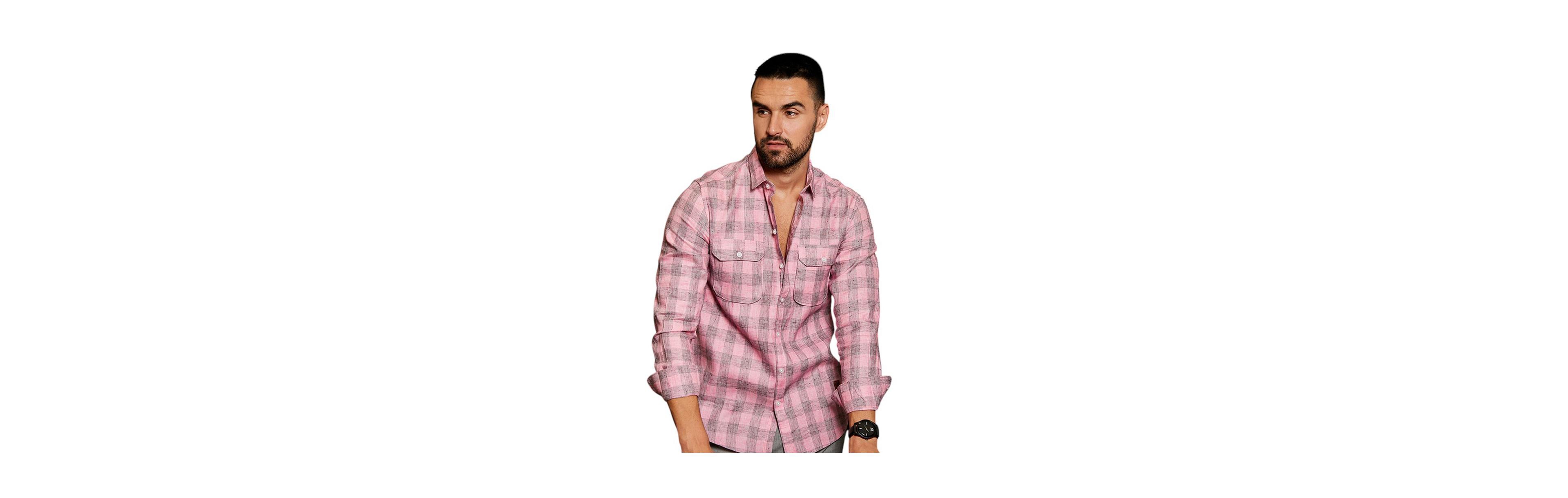 Campus Sutra Men's Blush Pink & Moon Grey Tartan Plaid Shirt