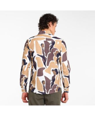 Men's Taupe Brown & Beige Abstract Tulip Shirt