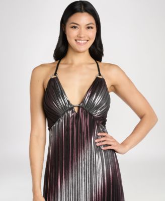 Juniors' Sleeveless V-Neck Long Dress