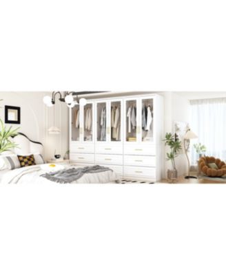 2-Door 3-Drawer Wardrobe with Tempered Glass – Bedroom Closet Armoire