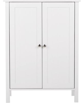 Compact Storage Cabinet with Doors & Adjustable Shelf - White Bathroom Furniture for Multi-Room Organization