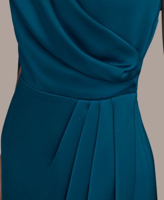 Women's Pleated Satin Scarf Sheath Midi Dress