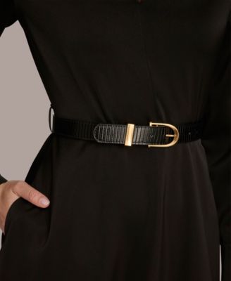 Women's Satin V-Neck Belted A-Line Midi Dress