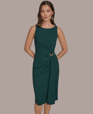 Women's Crepe Hardware A-Line Midi Dress