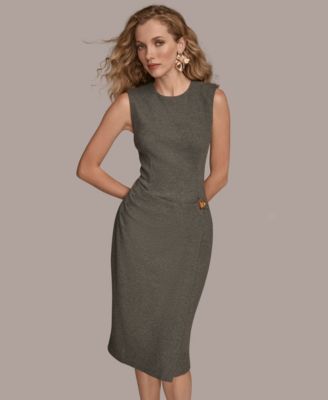 Women's&nbsp;Sleeveless Faux Wrap Midi Sheath Dress