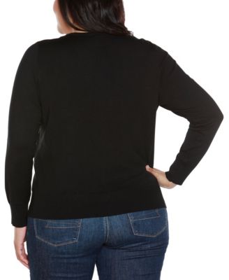 Plus Size Embellished Neckline Cardigan Sweater