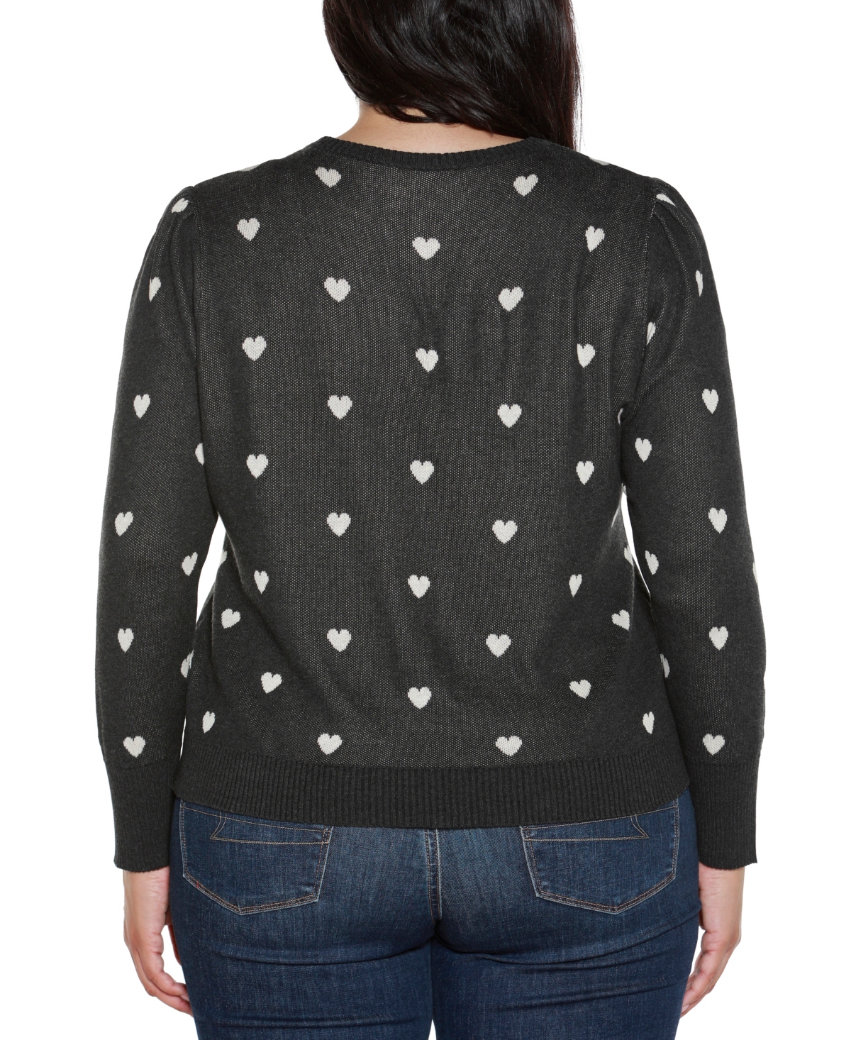 Belldini Plus Size Tiny Hearts Sweater In Black
