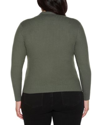 Plus Size Long Sleeve Johnny Collar Sweater