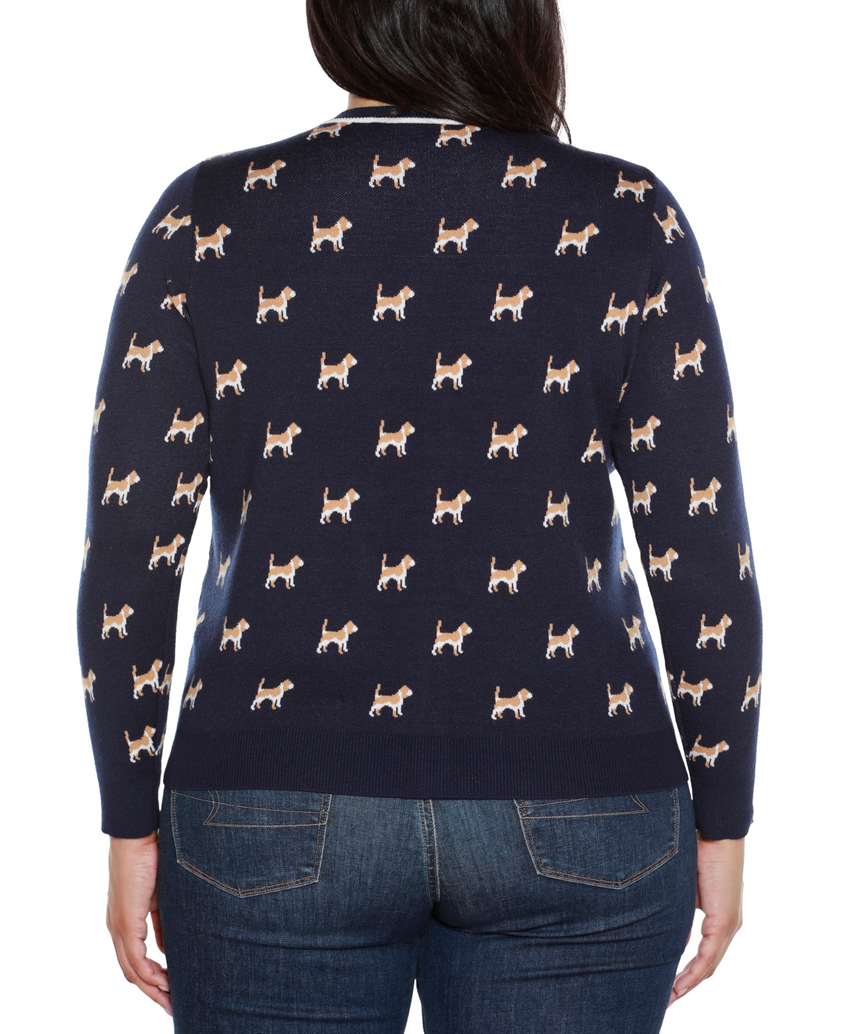 Belldini Plus Size Fetching Fun Cardigan Sweater In Black