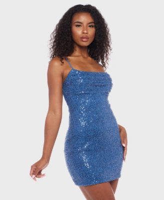 Juniors' Strappy Low Back Straight Neck Dress