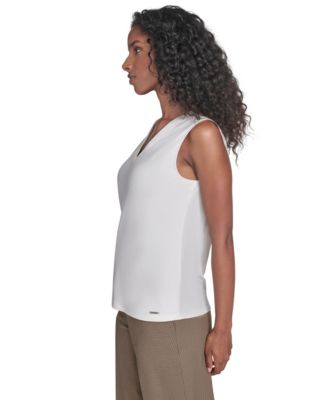 Women's Mixed-Media Sleeveless Blouse