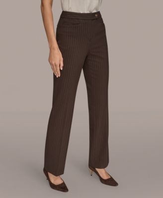 Women's Mid Rise Straight Fit Pinstripe Pants