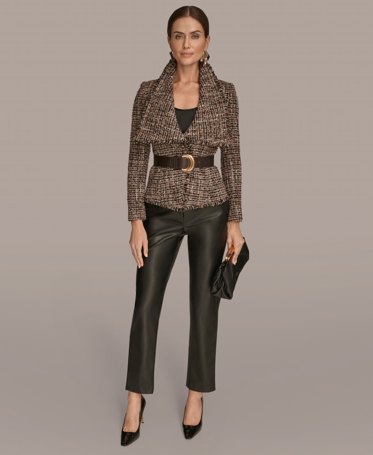 Donna Karan New York Women's Belted Tweed Blazer