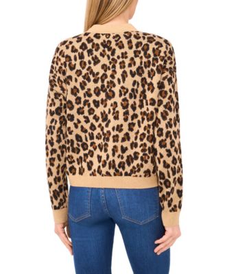 Women's Leopard Jacquard Cardigan Sweater