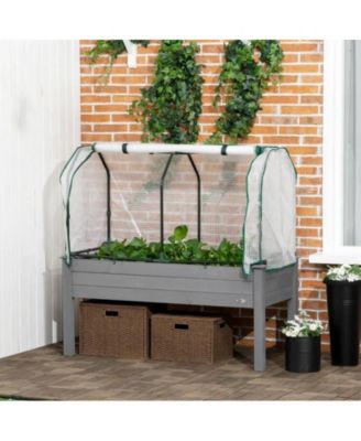 Wood Elevated Garden Bed with Greenhouse Cover for Ideal Outdoor Growing