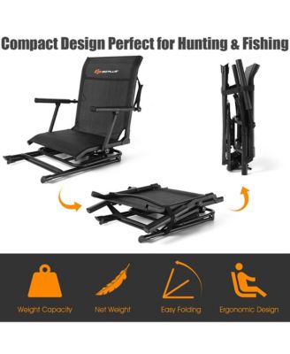 Swivel Hunting Chair Foldable Mesh Chair w/ Armrests for Outdoor Activities