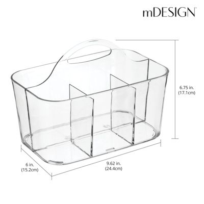 4-Section Desktop Caddy with Handle - Clear - Made in USA