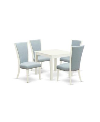 5-Piece Solid Wood Dining Set with Square Table and 4 Upholstered Chairs