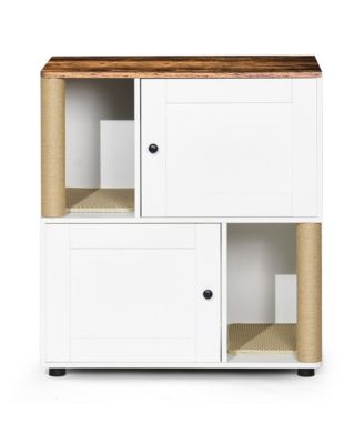 Storage Cabinet with Double Litter Box Enclosure with Shelve