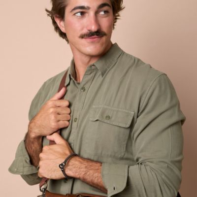 Men's Braided Leather Bracelet with Matte Black Hook Clasp - 8.5''