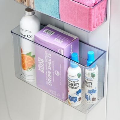 Recycled Plastic Large Laundry Room Magnetic Storage Bin, Clear