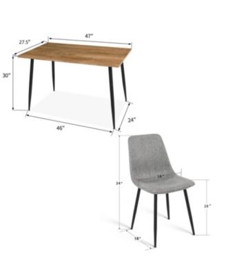 5 Piece Dining Set 47 Inch Rectangular Table Upholstered Chairs Compact Kitchen Table