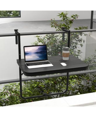 Folding Hanging Table Outdoor Railing Table with 3-Level Adjustable Height