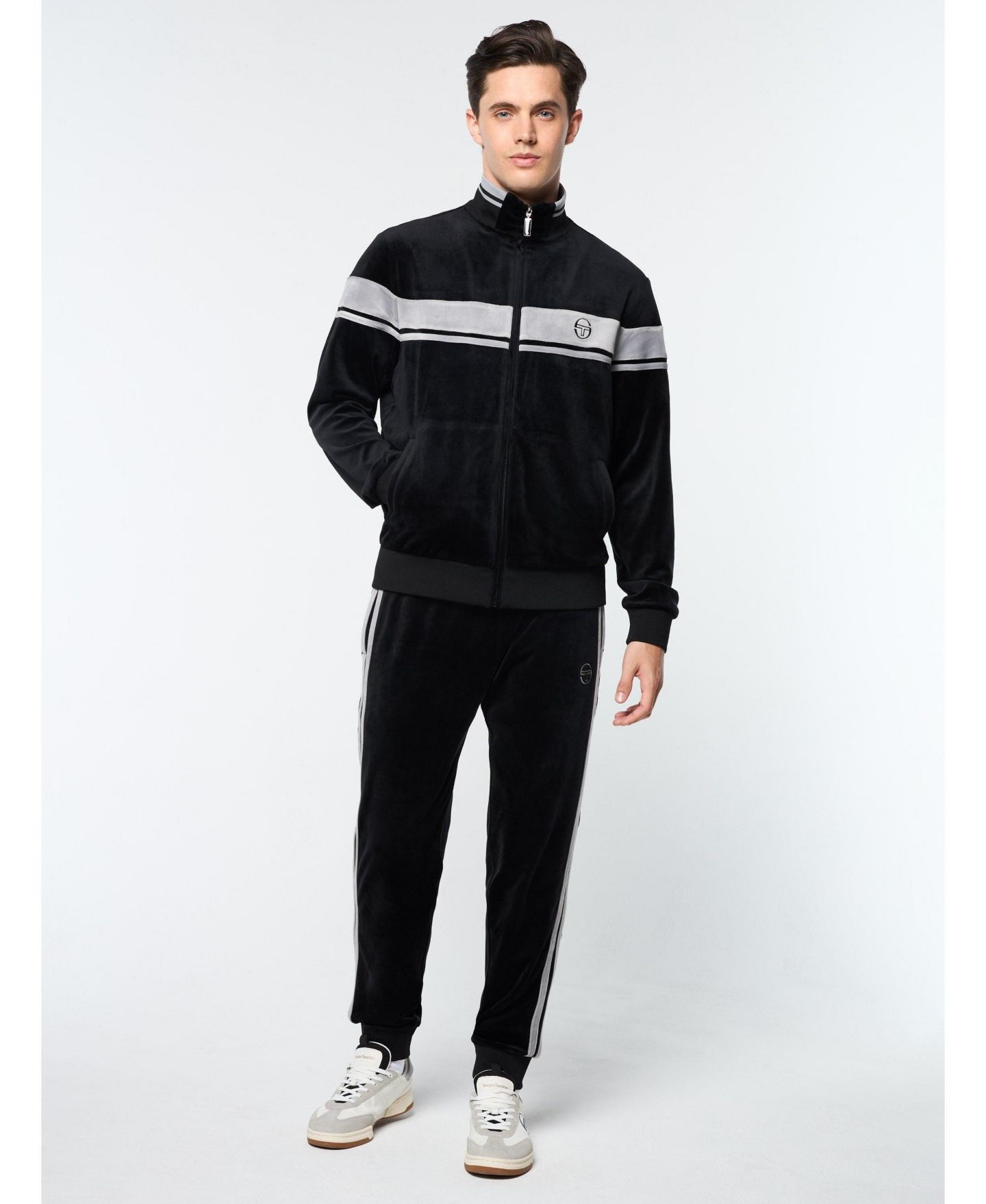 Мужская куртка Sergio Tacchini Big & Tall Damarindo Velour Track Jacket, цвет: Чёрный — фото 3
